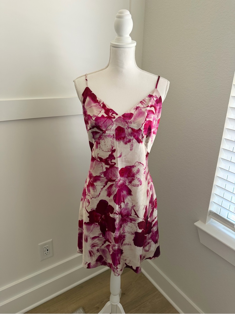 Ambrielle Floral Satin Chemise Nightgown Pink Purple Sleep Dress Size Large